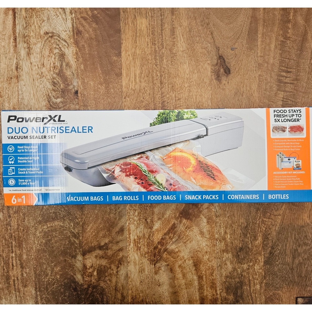 PowerXL Duo NutriSealer Vacuum Sealer Set Food Saver Seal Bags Rolls Fresh